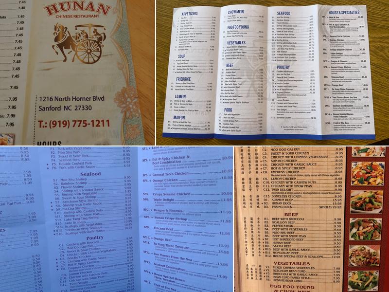 Hunan Menu