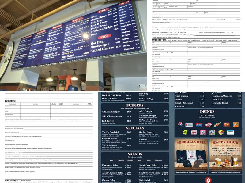 Firestone Grill Menu