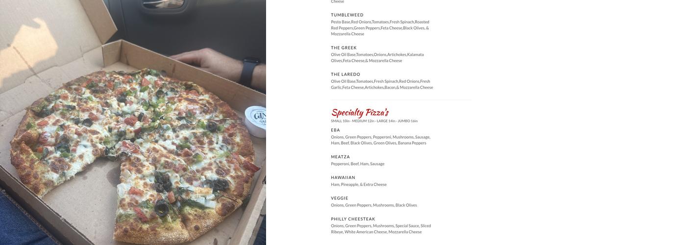 Chow Time Pizza Menu