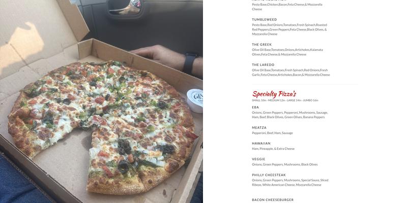 Chow Time Pizza Menu