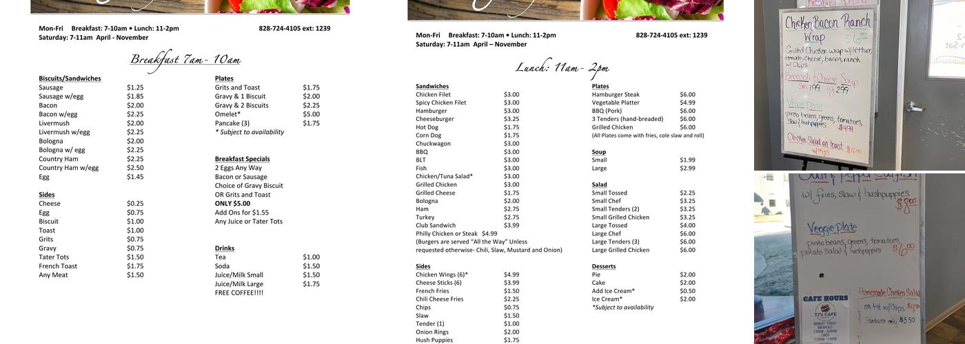 TJ's Cafe Southern Breakfast & Lunch Menu