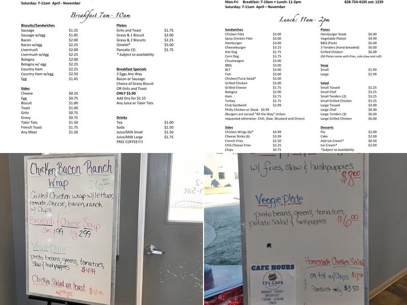 TJ's Cafe Southern Breakfast & Lunch Menu