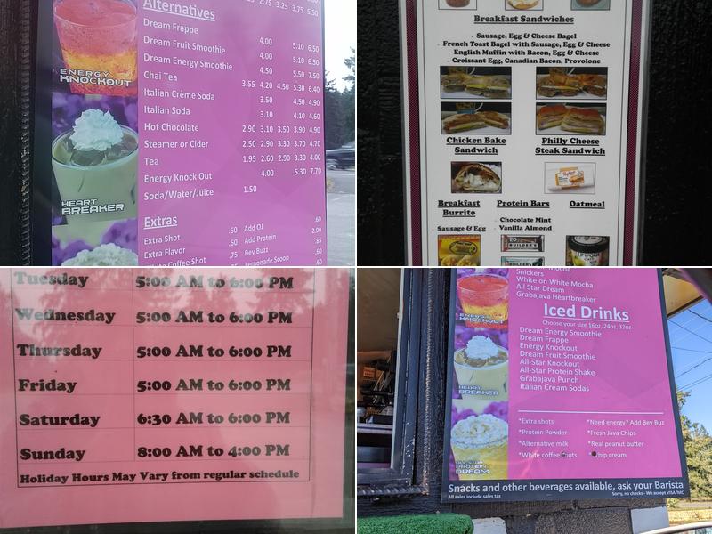 Grabajava Espresso All Star Girls Menu