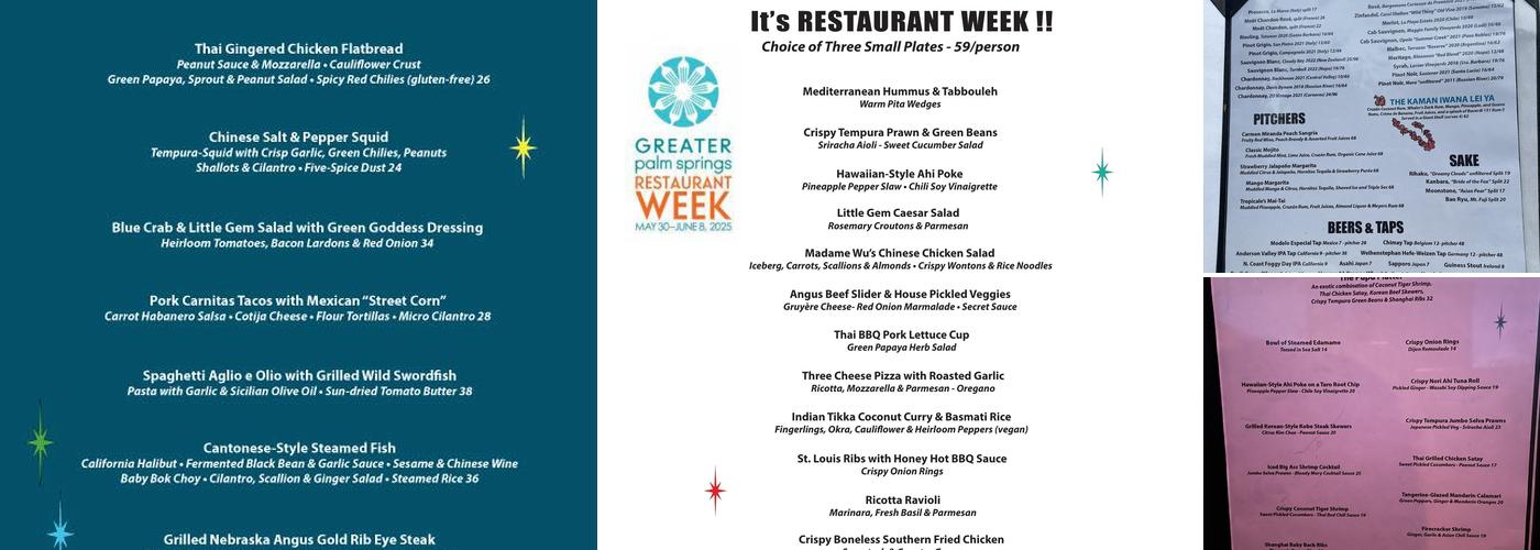 The Tropicale Palm Springs Menu