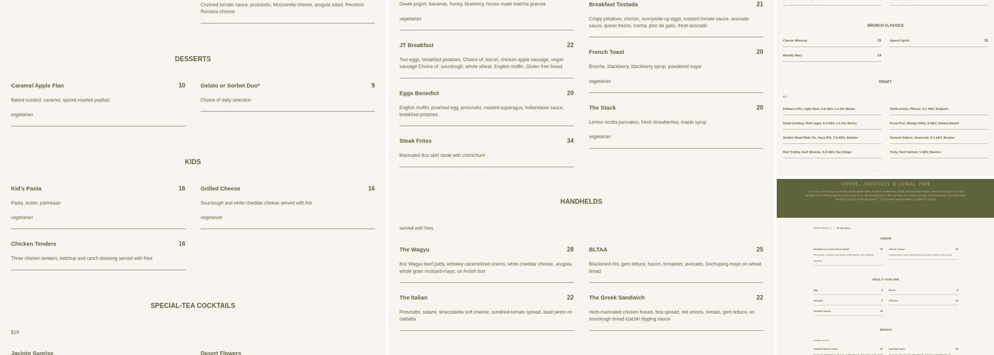 Juniper Table Menu