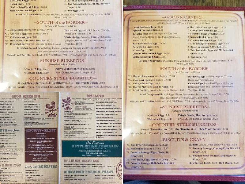 Patsy's Country Kitchen Menu