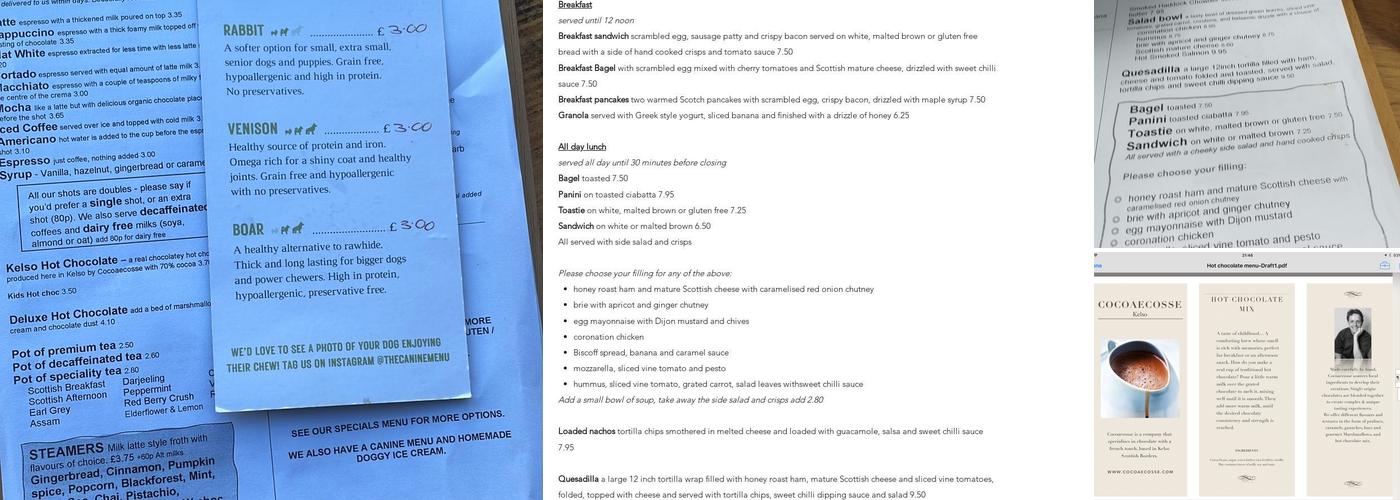 The Cream Chimneys Menu