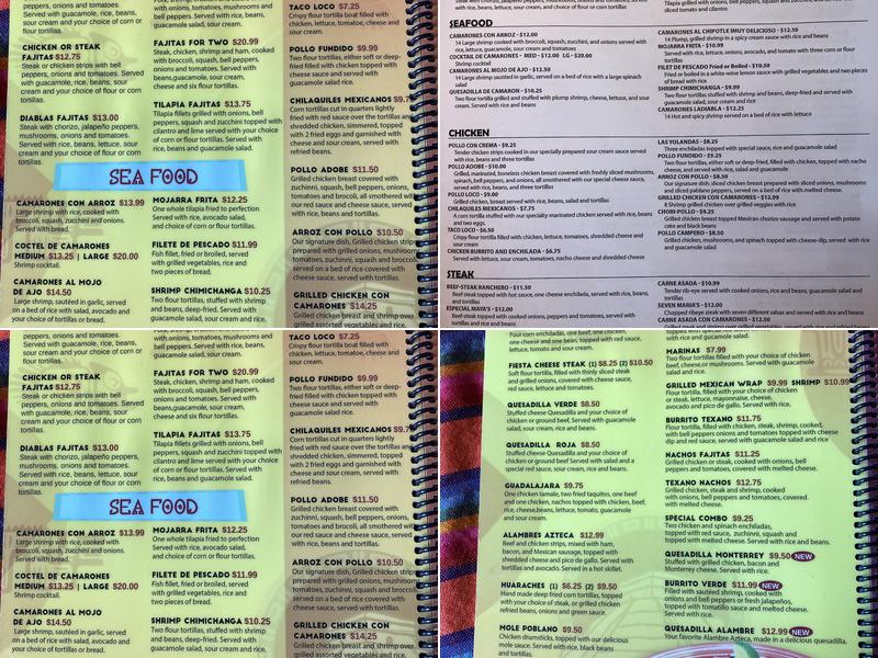 Maya's Grill Menu