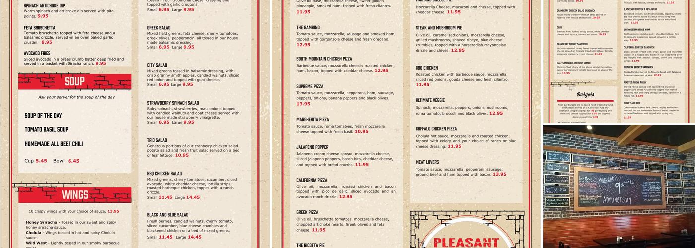 Pleasant City Wood Fired Grille Menu