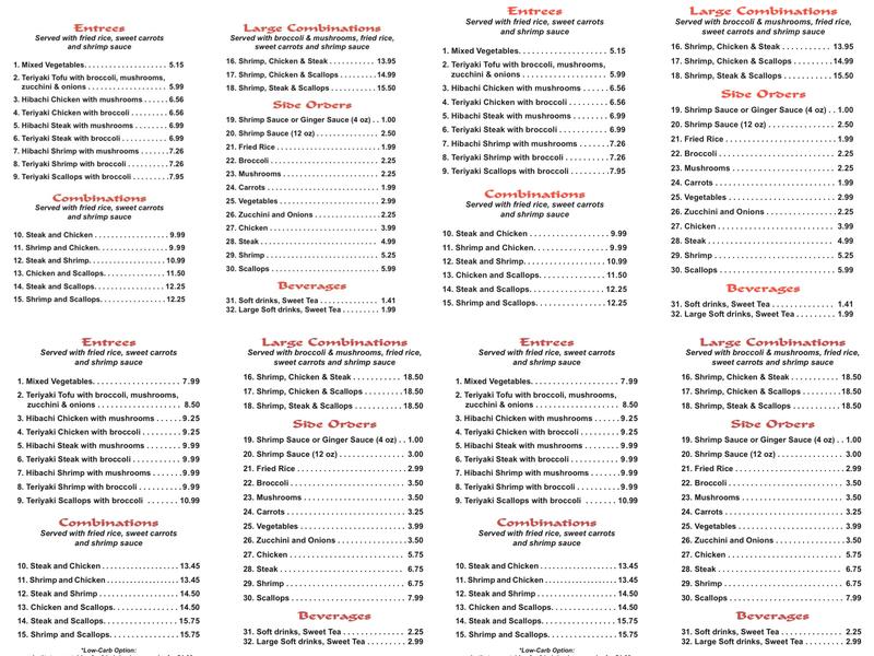 Hoshi Express Japanese Grill Menu