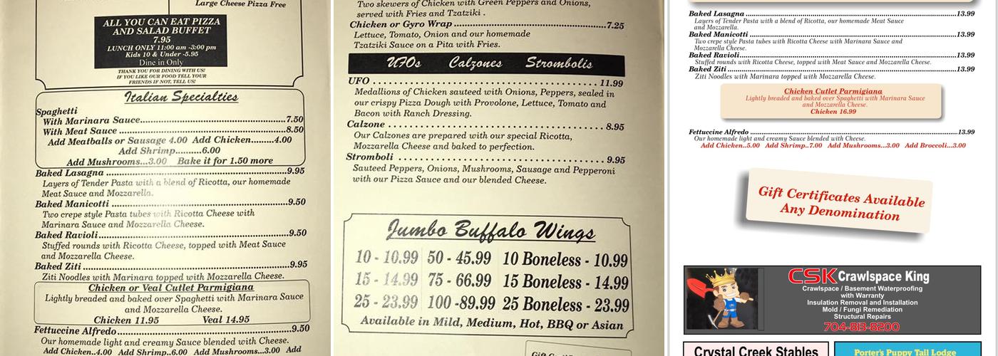 Campus Pizzeria Menu