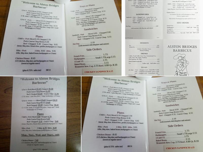 Alston Bridges Barbecue Menu
