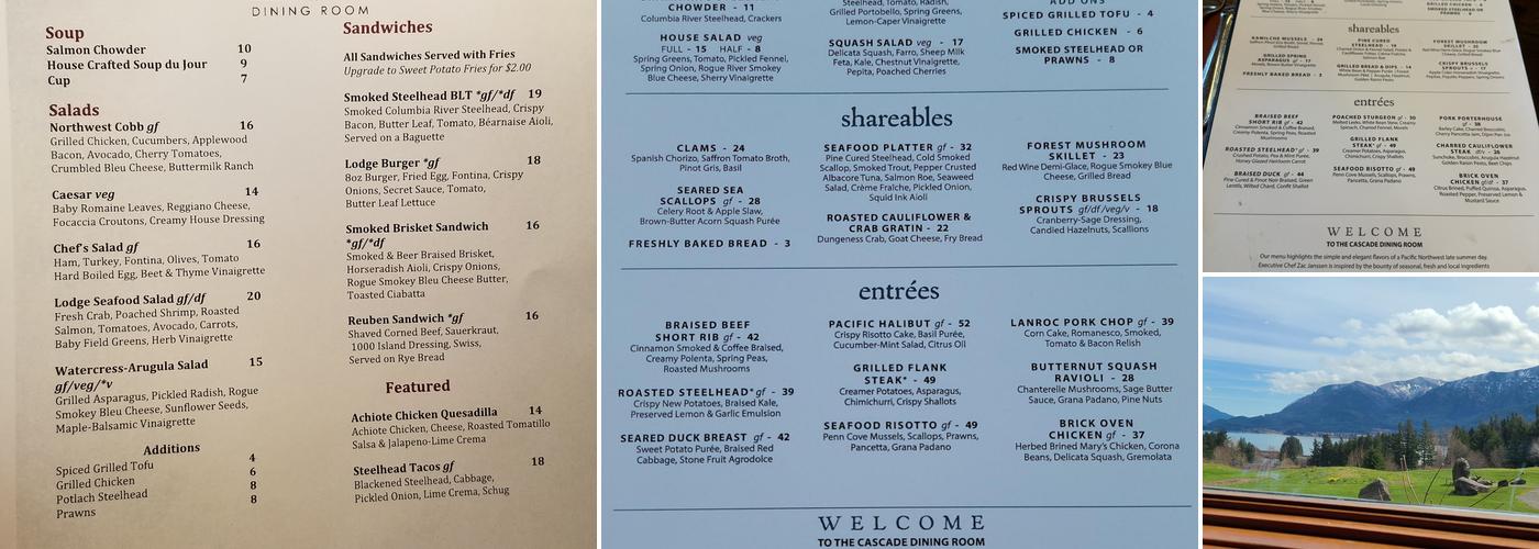 Cascade Dining Room Menu
