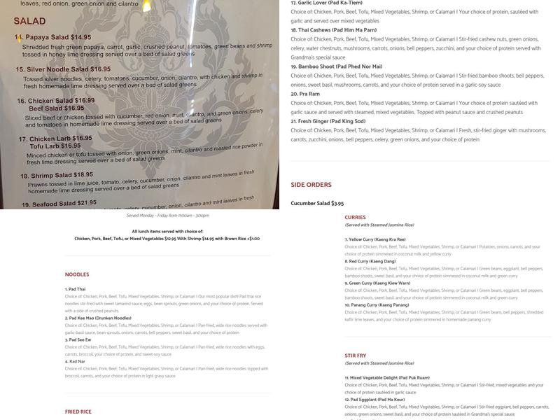 Rum Thai Bistro Menu