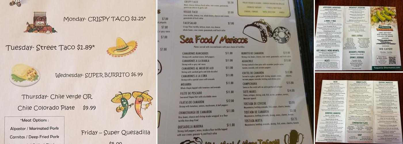 Taqueria 3 Hermanos Menu