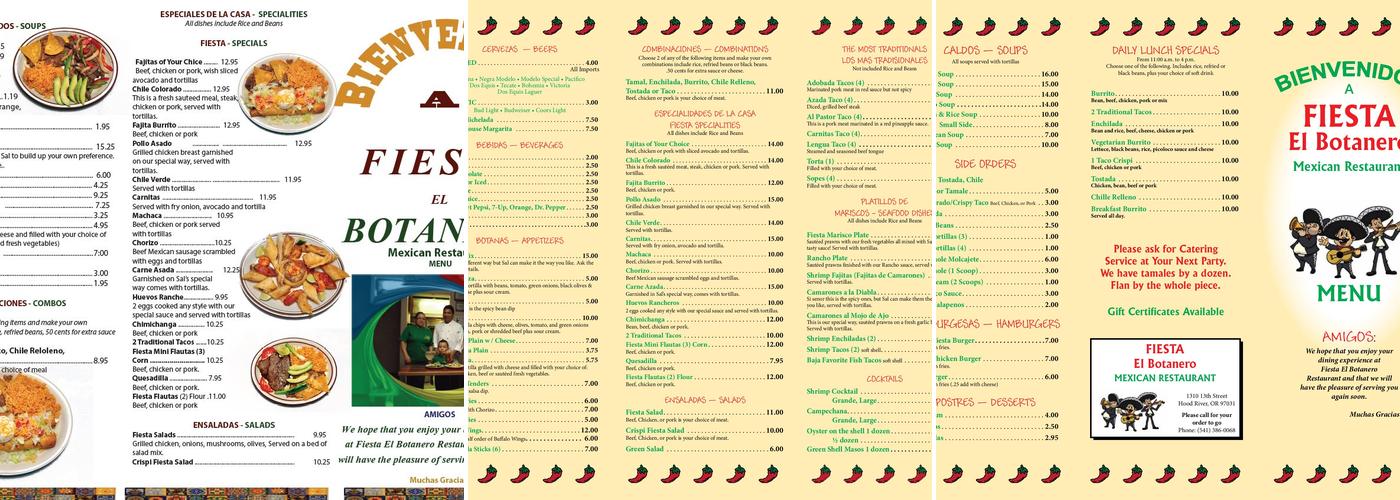 Fiesta El Botanero Mexican Menu