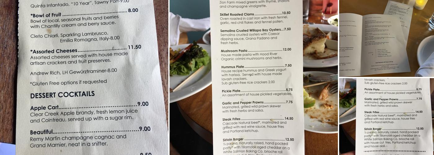 Celilo Restaurant & Bar Menu