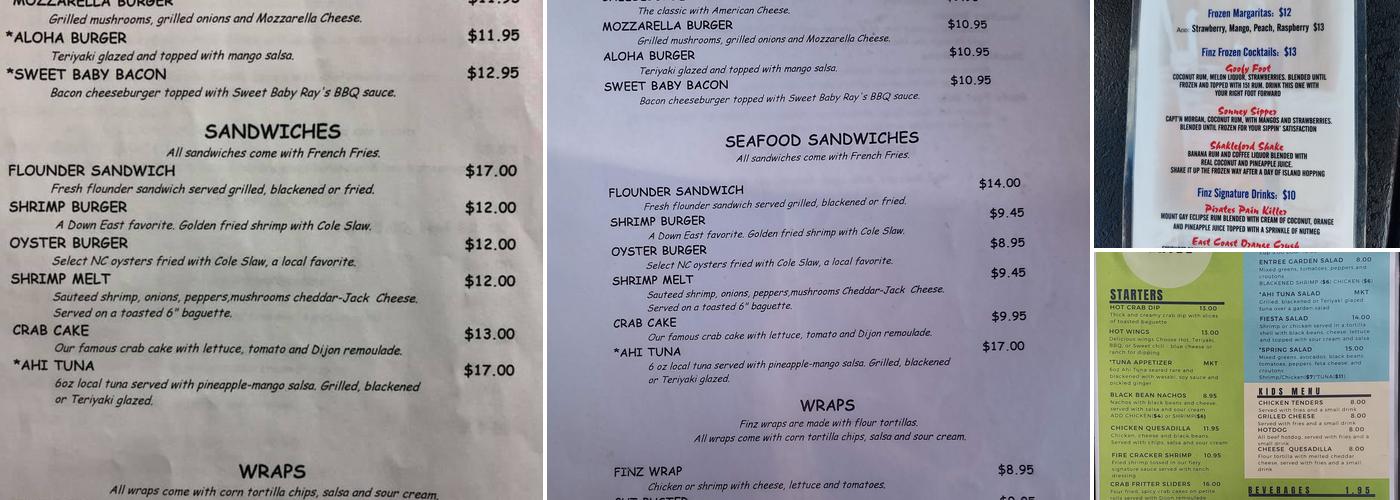 Finz Grill Menu