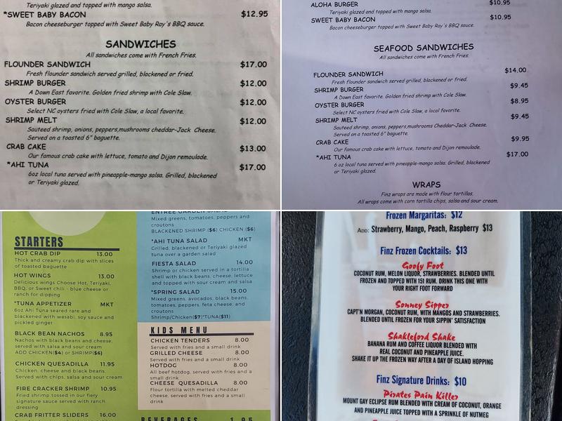 Finz Grill Menu