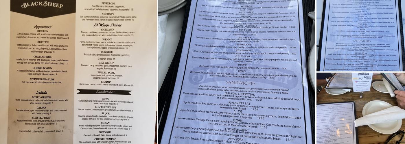 Black Sheep Beaufort Menu