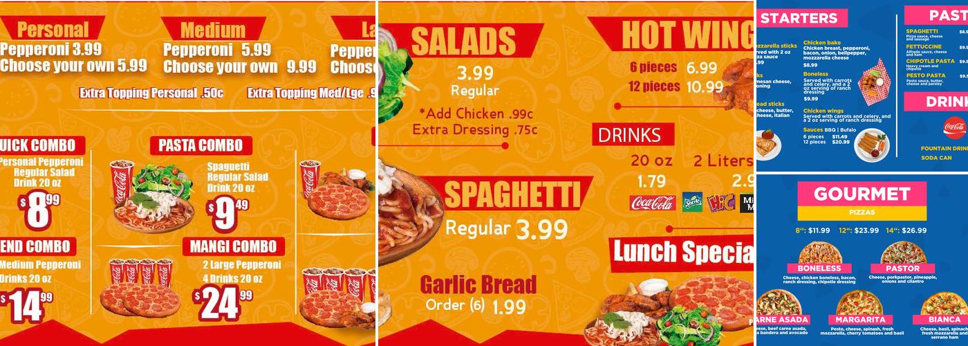 Mangiamos Pizza Menu