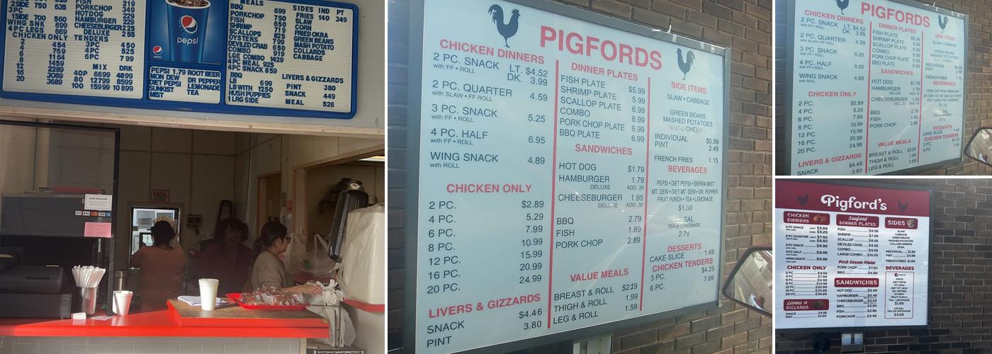 Pigford's Menu