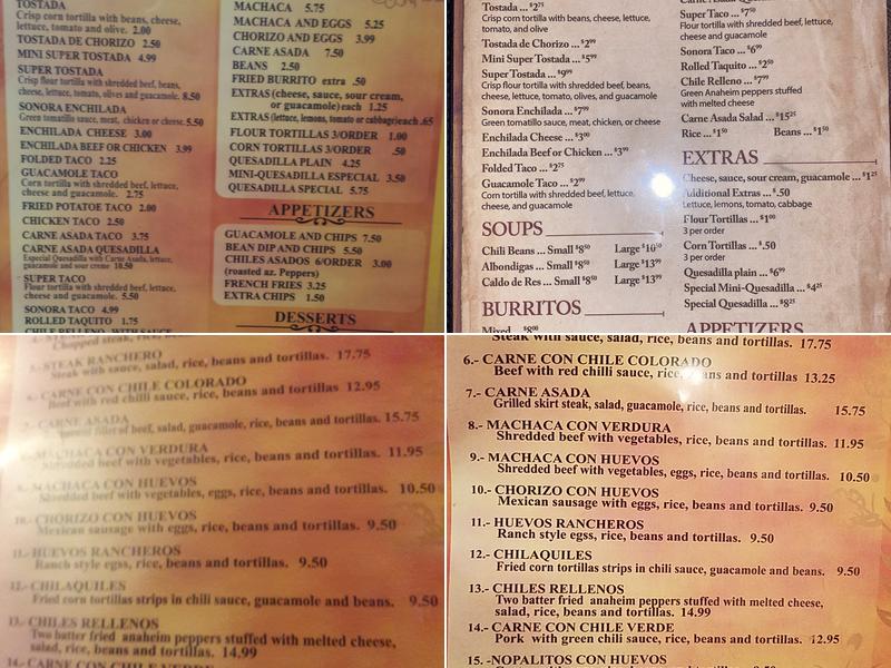 Sobe's Menu