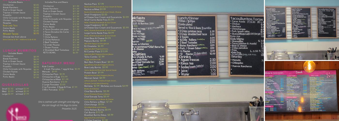 Nana’s Kitchen Menu