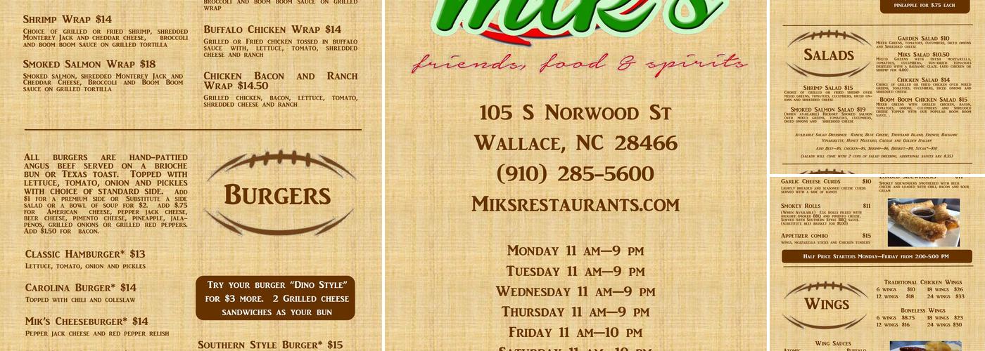 Mik's Menu