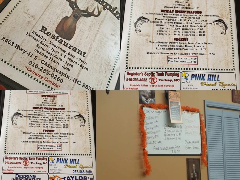 Chinquapin Restaurant Menu