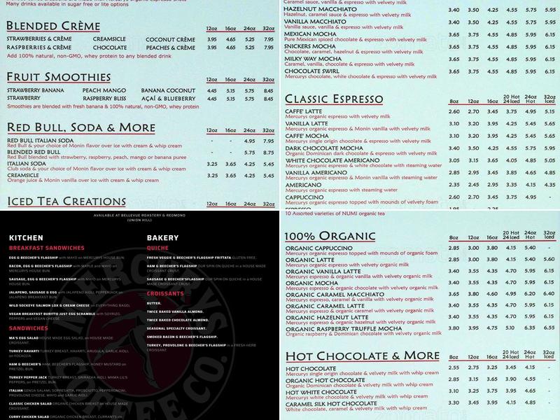 Mercurys Coffee Co. Menu