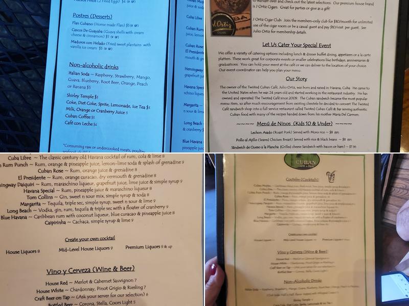 Twisted Cuban Cafe & Bar Menu