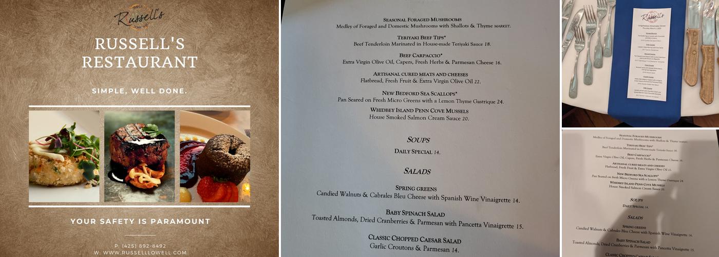Russell's Restaurant & Loft Menu
