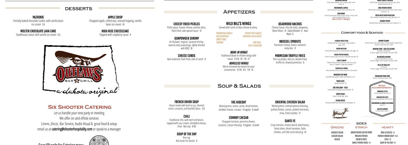 Outlaws | Steakhouse Menu