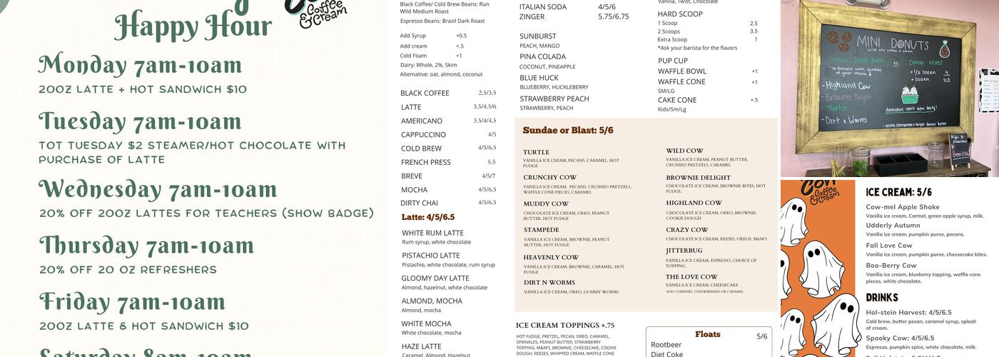 WildCow Coffee & Cream Menu