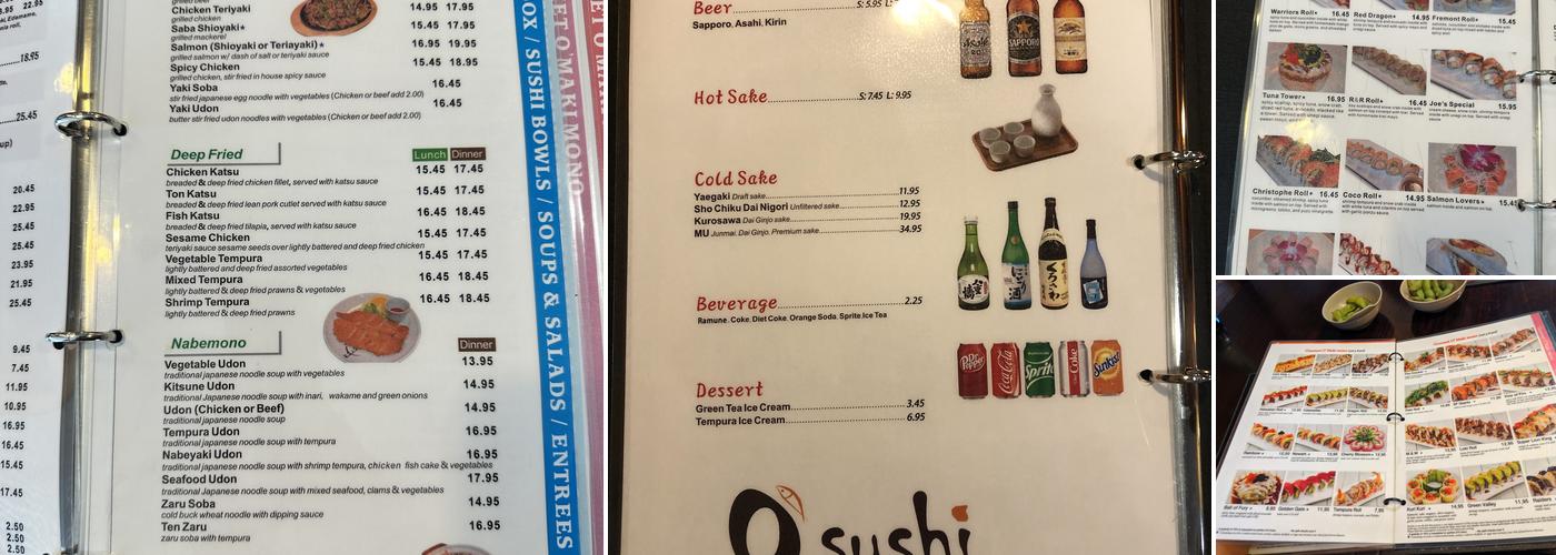 O' Sushi Newark Menu