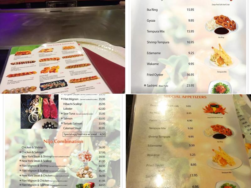 Nijo Castle Japanese Restaurant Menu