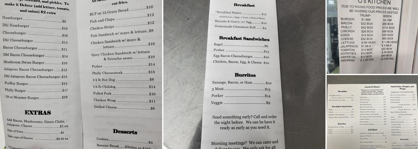 Qs Kitchen Menu