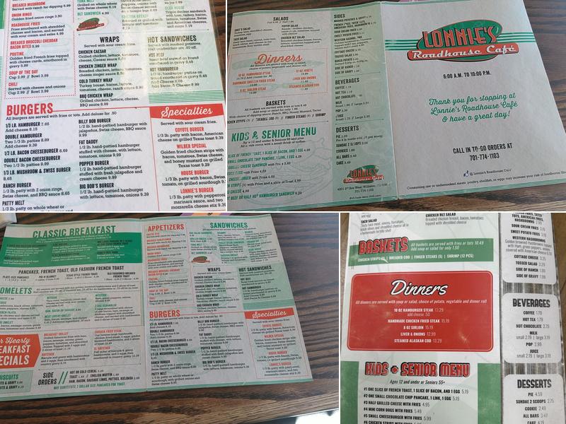 Lonnie's | Roadhouse Café Menu