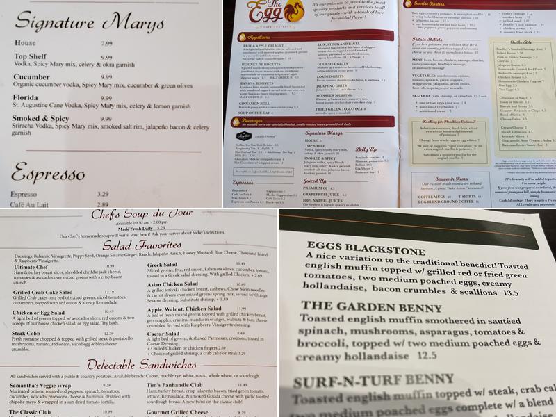 The Egg Cafe & Eatery Menu