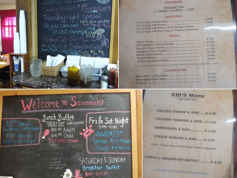 Savannah's Country Buffet Menu