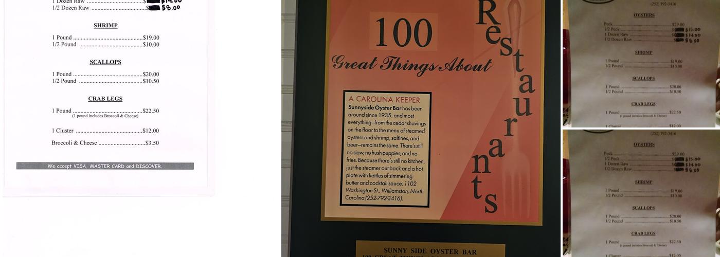 Sunny Side Oyster Bar Menu