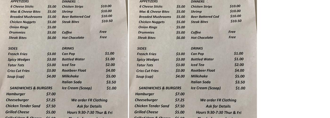 Rustic N More Menu