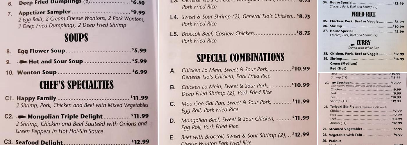 J and J Chinese Delivery Menu