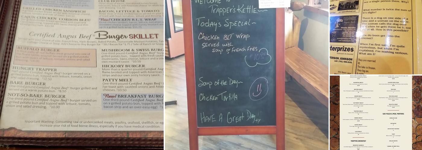Trapper's Kettle Menu