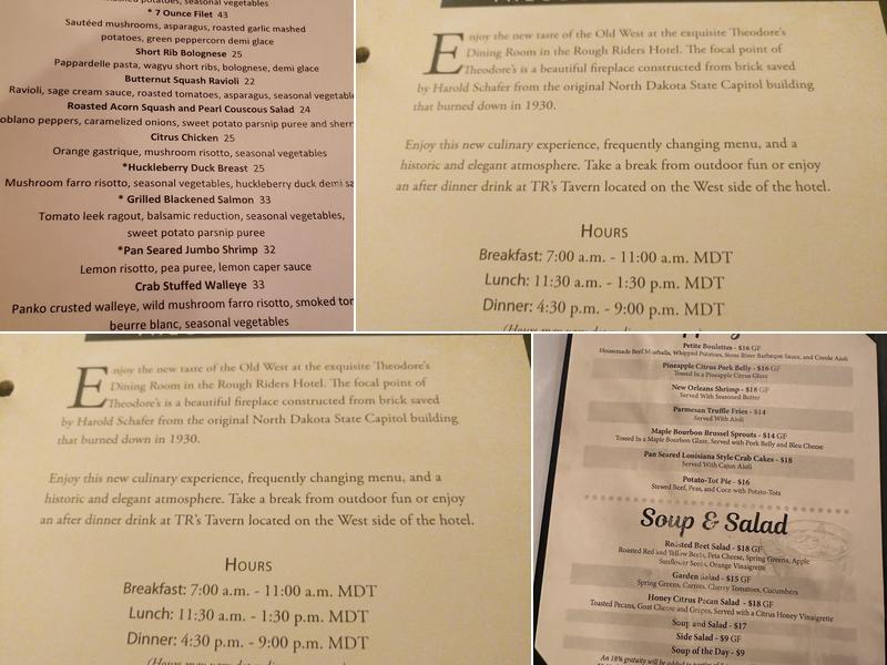 Theodore's Dining Room Menu