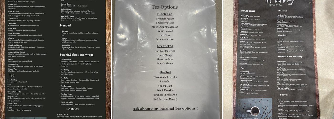 The Brew Coffee House Menu