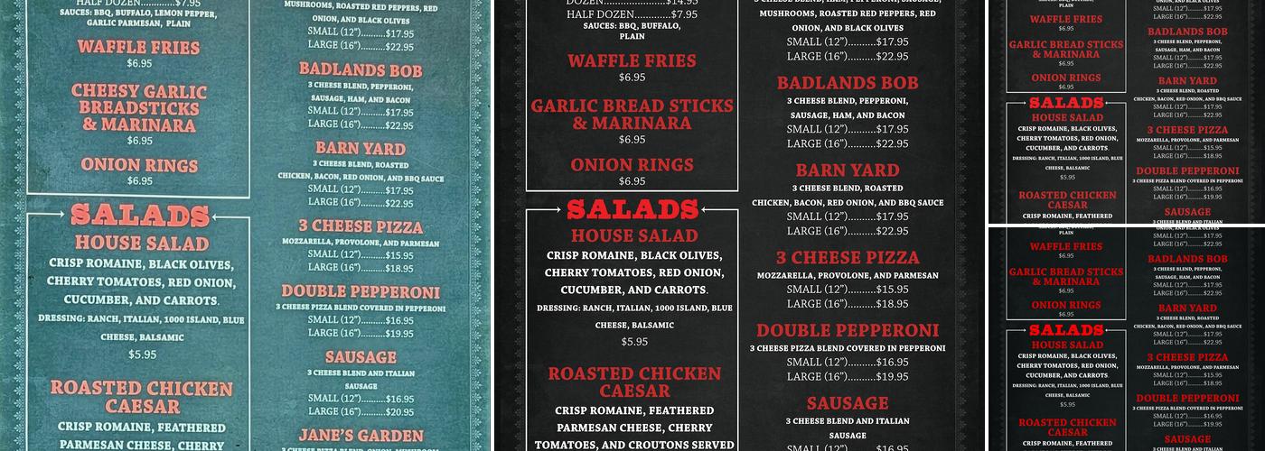Badlands Pizza Parlor Menu