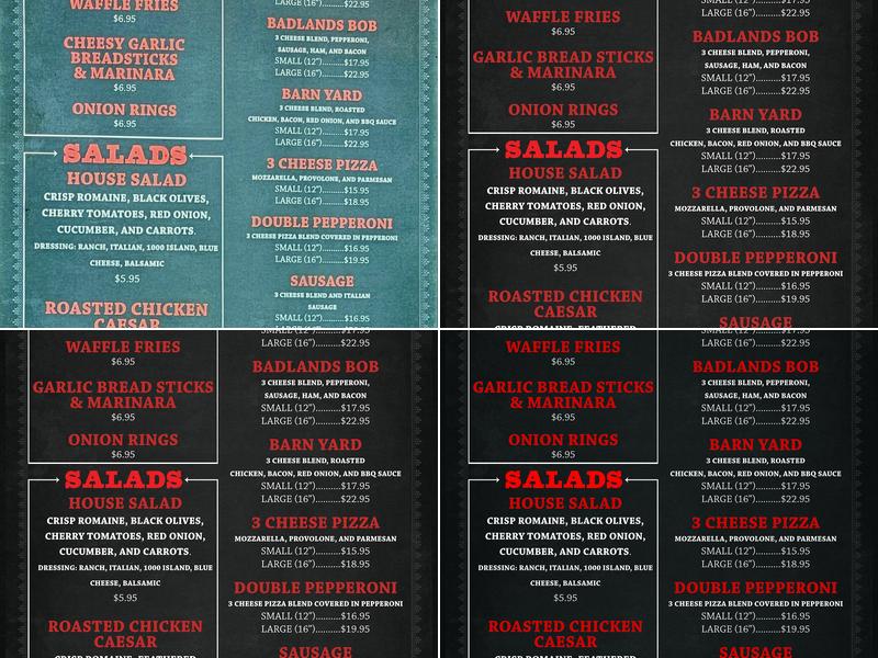 Badlands Pizza Parlor Menu
