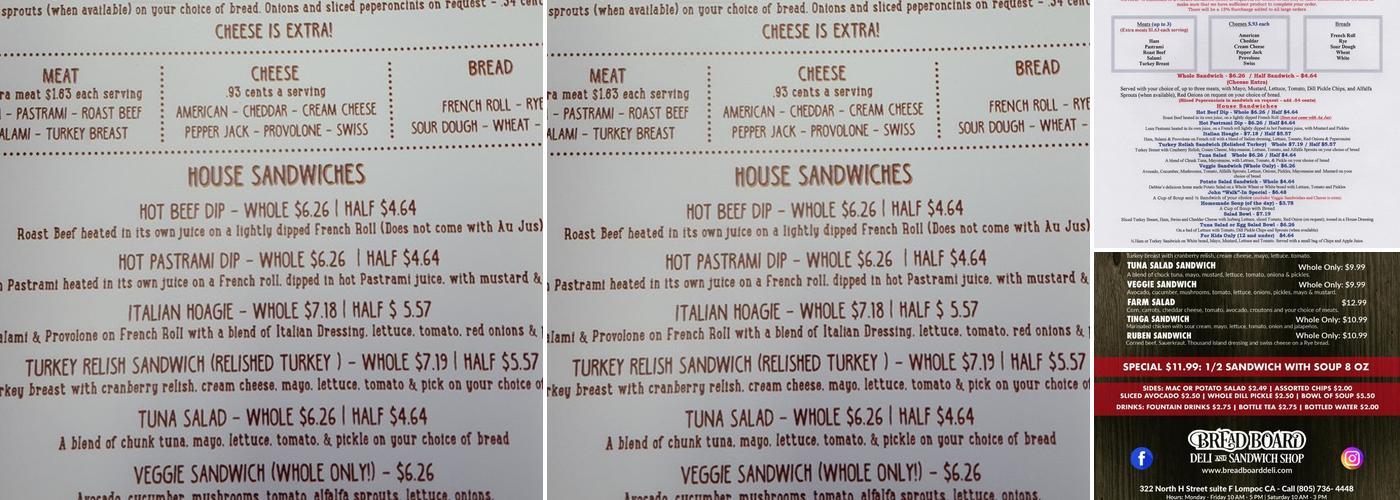 Bread Board Deli Menu